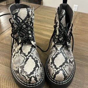 275 Central Snake print combat boots. Original price $215 size 40